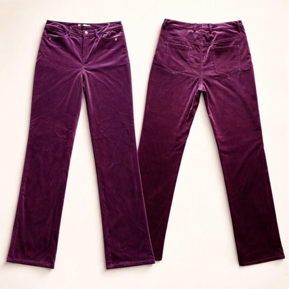 Velvet Utility Pants Purple Straight Leg 90s Velour Minimalist Sz. 6